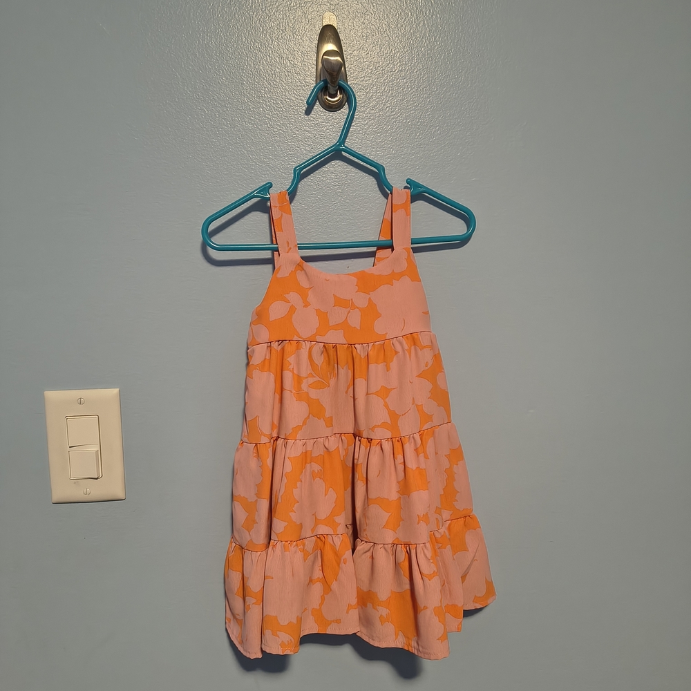 Orange and Pink Kids Casual Dress